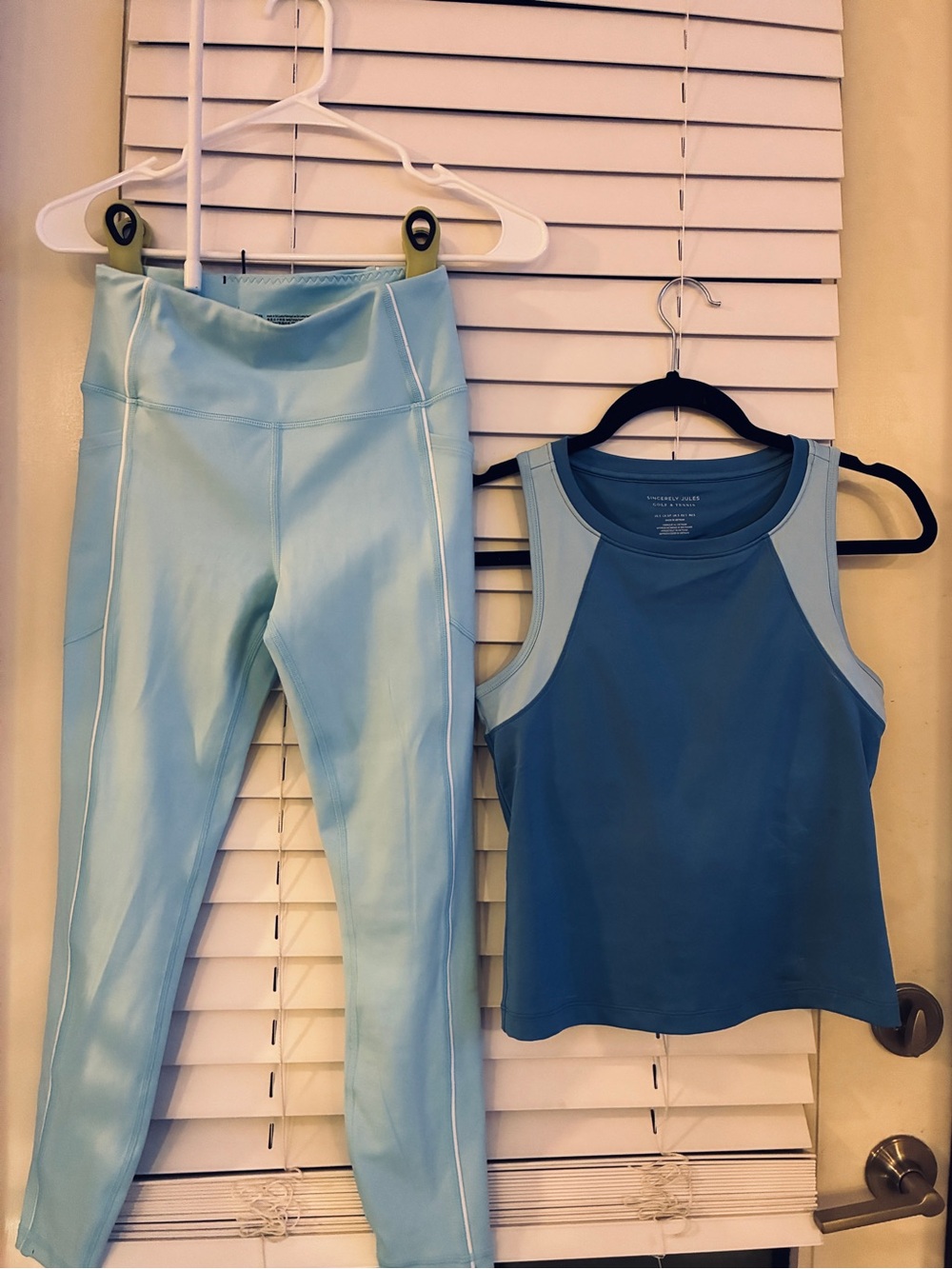 Victoria's Secret Light Blue Leggings with Blue Tank by Sincerely Jules Like New